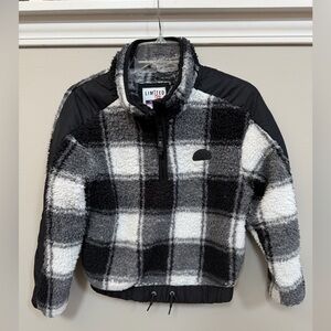 Kids Limited Too Black and White Plaid Quarter Zip Fleece